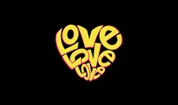 love word, love heart, black background, yellow, blackdark wallpaper