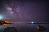 nube, reflexión, estrellas, cielo nocturno, naturaleza