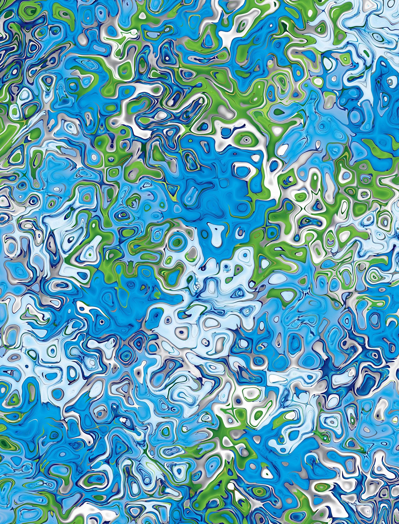 A close up of a blue and green abstract painting (pattern, blue, aqua, majorelle blue, turquoise)