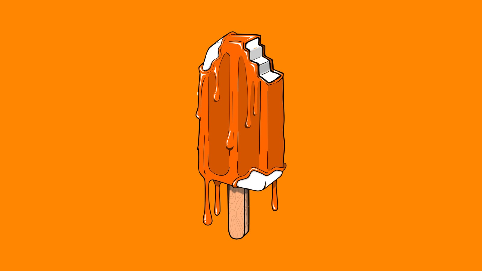 drippy popsicle, ice pop, chocolate bar, orange background, 5k wallpaper