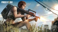 garena free fire, battle royale, jogo de vídeo, meninas, rifle