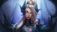 Zyra, a feiticeira da coven, em um estilo de arte de fantasia sombria cativante.