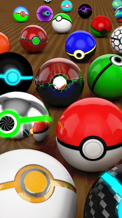 3d, bolas, poke, pokemon, esfera