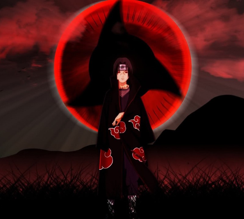 Аниме обои с мужчиной в кимоно и красным зонтом (itachi, мадара, madara, naruto, обито)