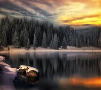 clouds, glow, lake, pond, sky