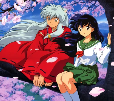 anime, kunst, zeichentrick, paar, inuyasha