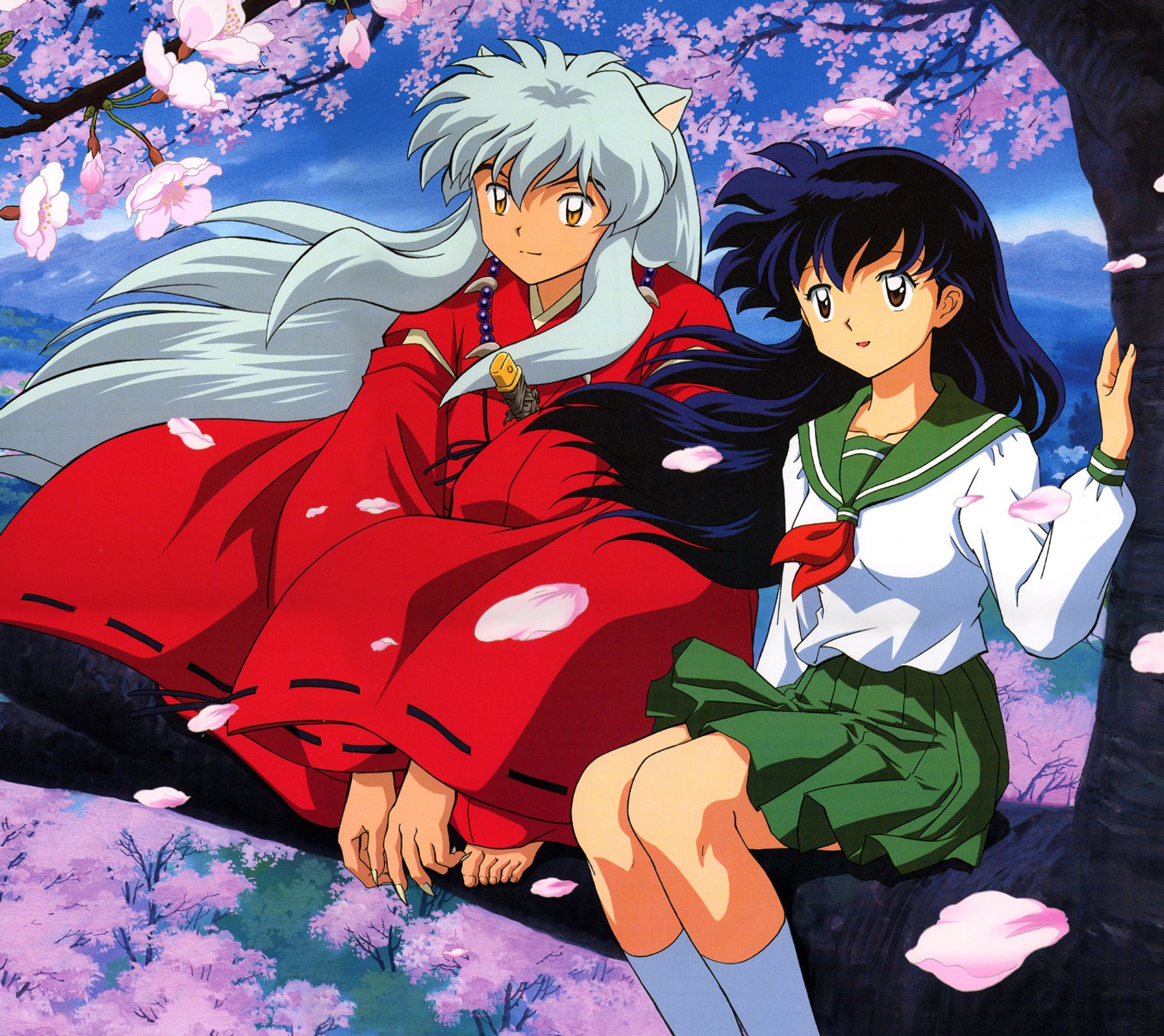 Baixar papel de parede anime, arte, desenho animado, casal, inuyasha