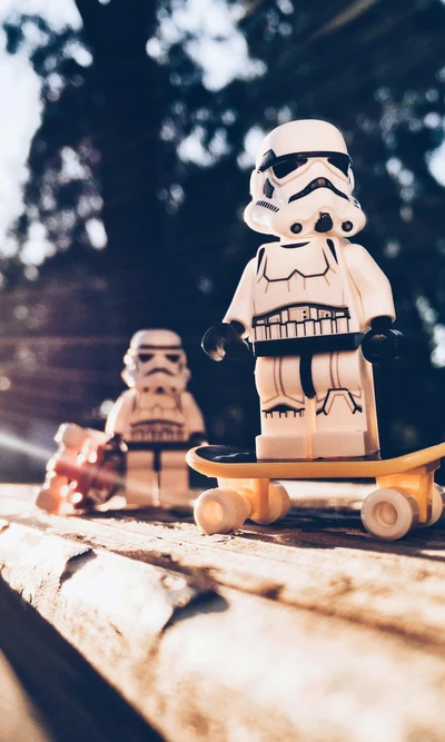 Stormtroopers en Skateboard : Une Touche Anime Ludique