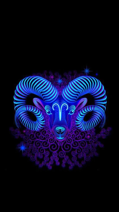 Vibrant Aries Zodiac Sign Illustration with Intricate Patterns and Bold Colors