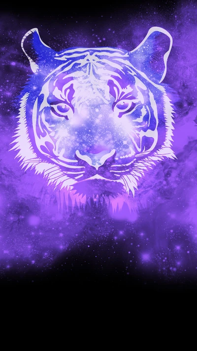 Majestic Galaxy Tiger in Purple Hues