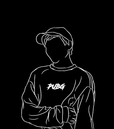 Illustration minimaliste en noir et blanc de PUBG