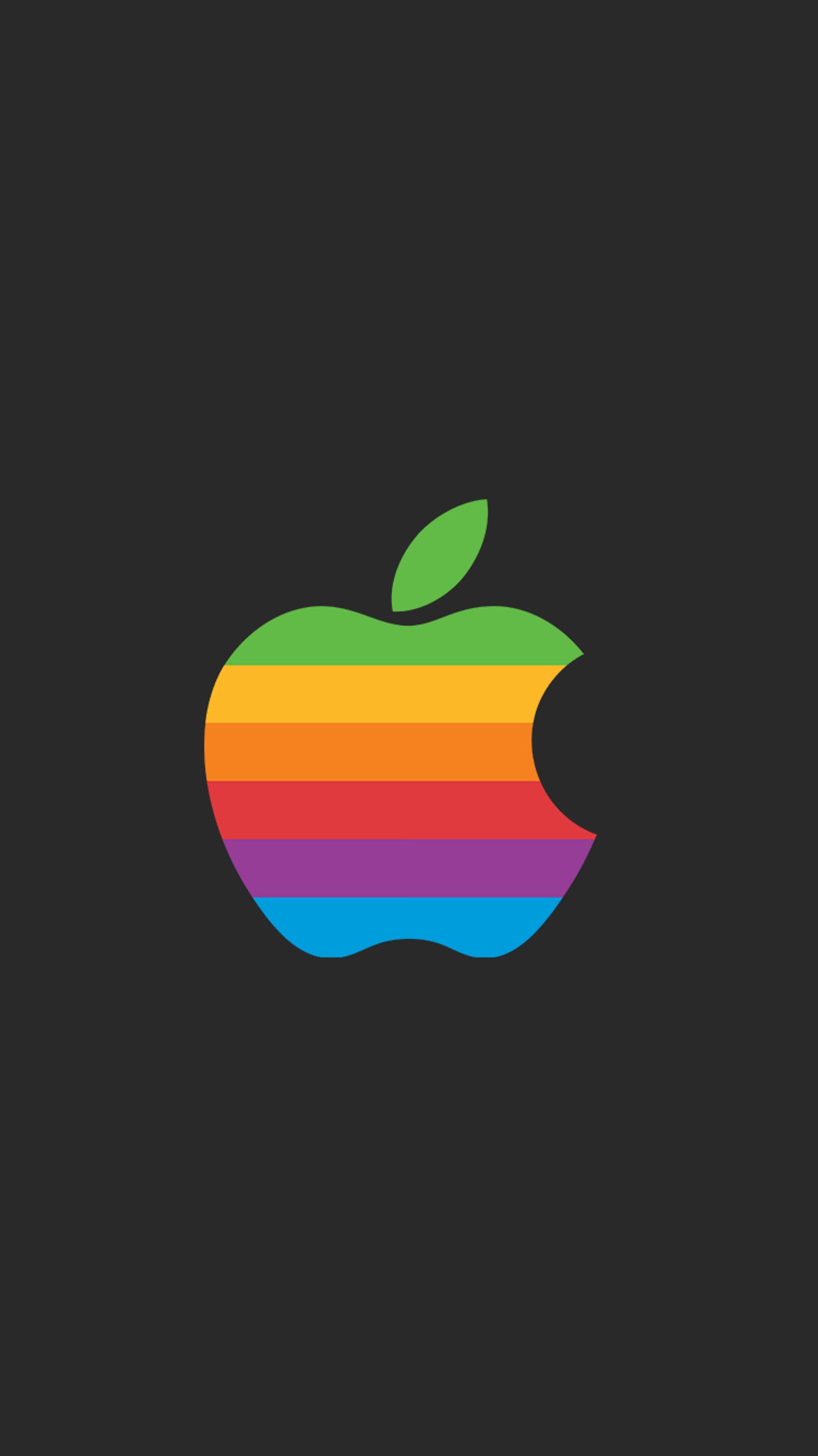 Um logo da apple com uma maçã arco-íris nele (maçã, apple comuter, iphone, steve jobs)