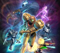 Samus Aran in Action: A Cosmic Battle Against Alien Foes