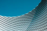 Modern Curved Facade of an Office Building in Frankfurt, Germany