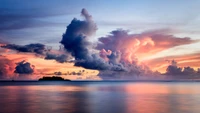 cloud, sunset, nature, horizon, sea wallpaper