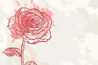 Elegant Red Rose Illustration with Soft Watercolor Background