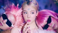 Sunny Lee Soon Kyu in a vibrant cosmic-themed glam shot from Girls' Generation's 'Forever 1' album.