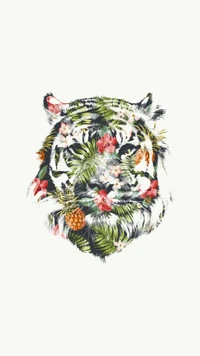 Floral Bengal Tiger Art T-Shirt Design