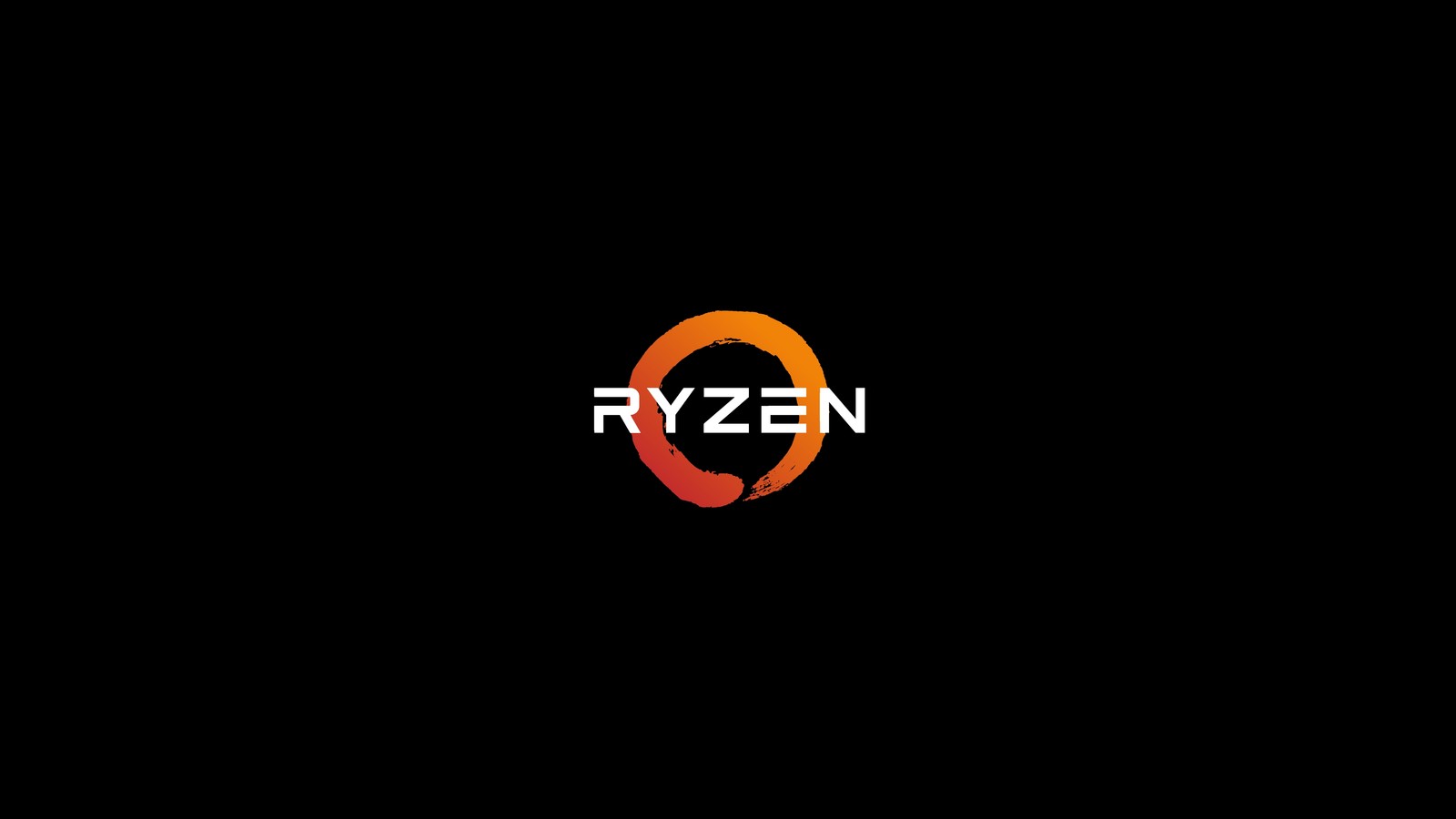 A black background with a red and orange logo on it (amd, ryzen, logo)