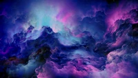 cloud, painting, nature, purple, blue