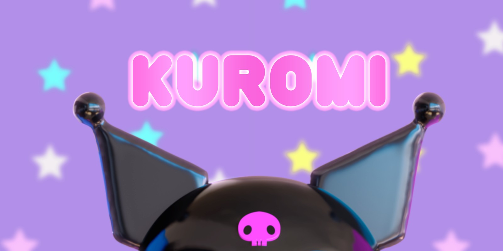 kuromi, 3d, aesthetic, purple background, ultrawide wallpaper