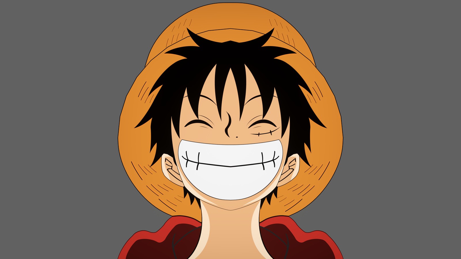 Anime, one piece, one piece, one piece, one piece, one piece, one piece (monkey d luffy, laughing, grey background, anime, 4k wallpaper)