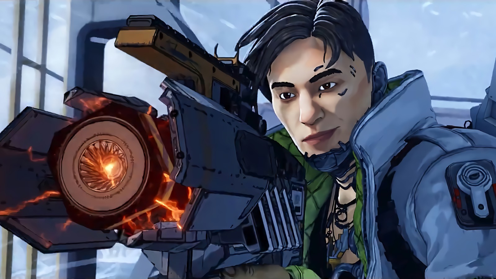 Крупный план человека, держащего пистолет в комнате (криптовалюта, apex legends, видеоигра, сезон 3, season 3)