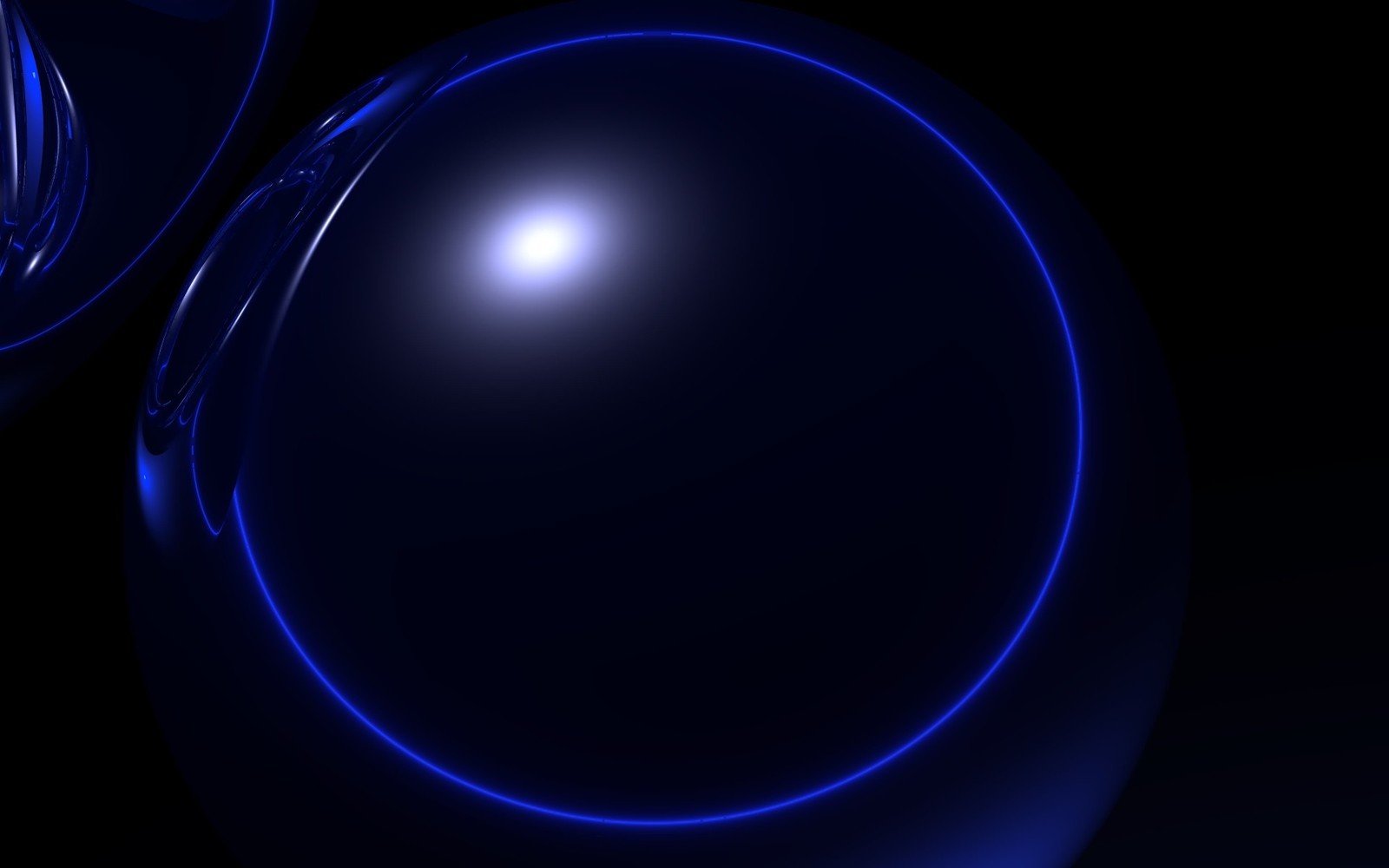 There is a blue light that is shining on a black background (blue, light, sphere, electric blue, circle)