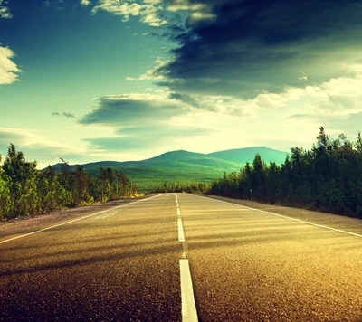 wolken, landschaft, natur, straße, himmel