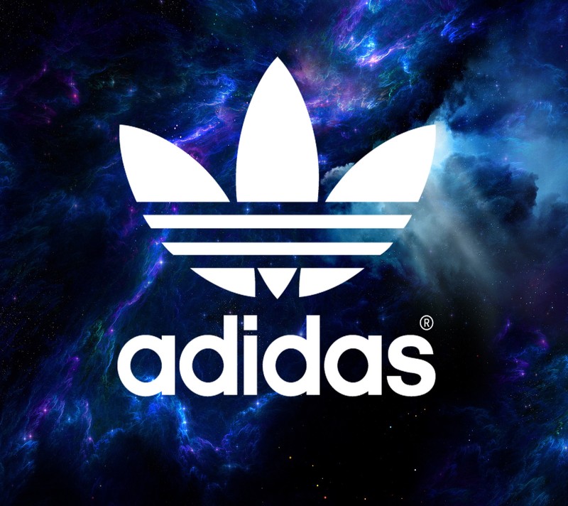 Логотип adidas на фоне галактики (адидас, adidias, облака, глубокий космос, логотип)