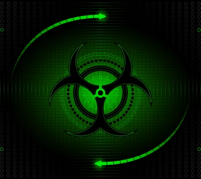 biohazard, design, verde, logotipo, radioativo