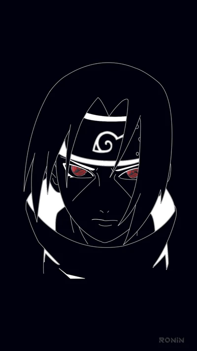 Itachi Uchiha: Arte de anime minimalista con Sharingan