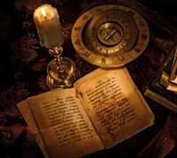 Ancient Journal and Compass Illuminated by Candlelight