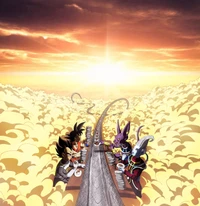 Epic Feast Among the Clouds: Goku, Vegeta, and Broly Celebrate in Dragon Ball Super