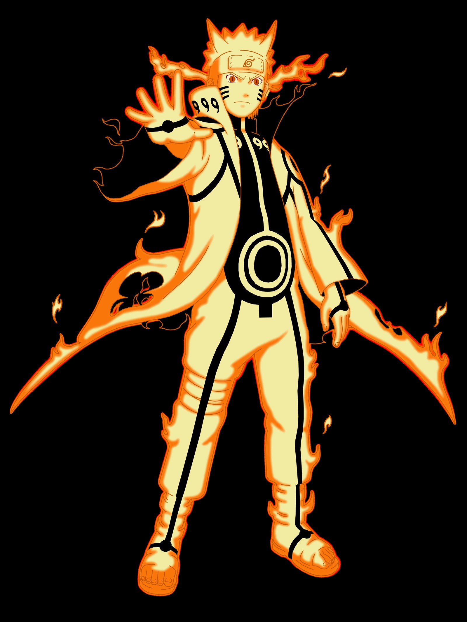 Personaje de anime con fuego y llamas en sus manos (anime, naruto, nueve colas)