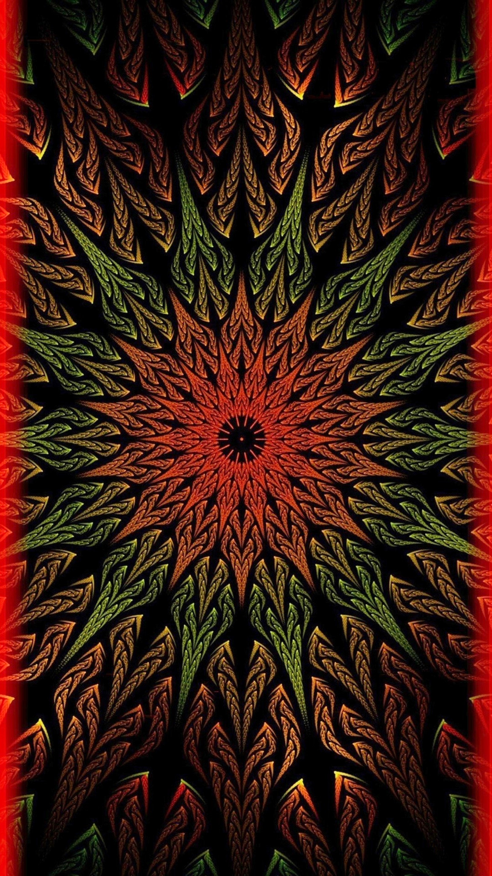 Um close em uma flor colorida com uma moldura vermelha (abstrato, borda, vermelho)