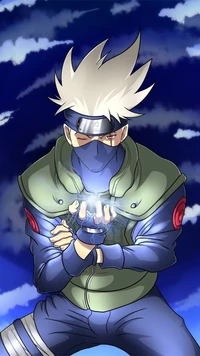 Kakashi Hatake Channeling Chakra Energy in a Dynamic Pose