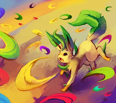 anime, eevee, evolução, erva, leafeon