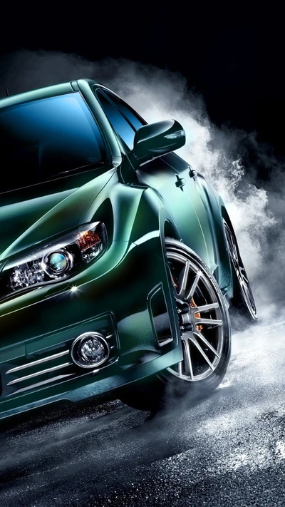 coche, belleza, verde, humo