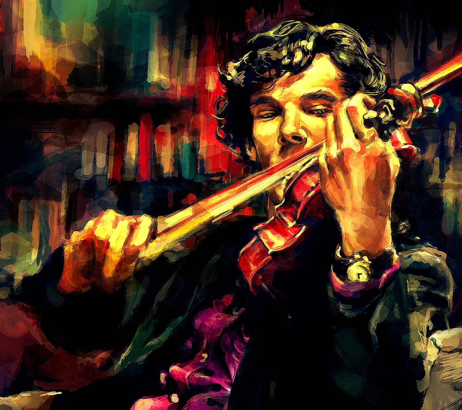 artwork, hd, new, sherlock holmes, violins Download Wallpaper