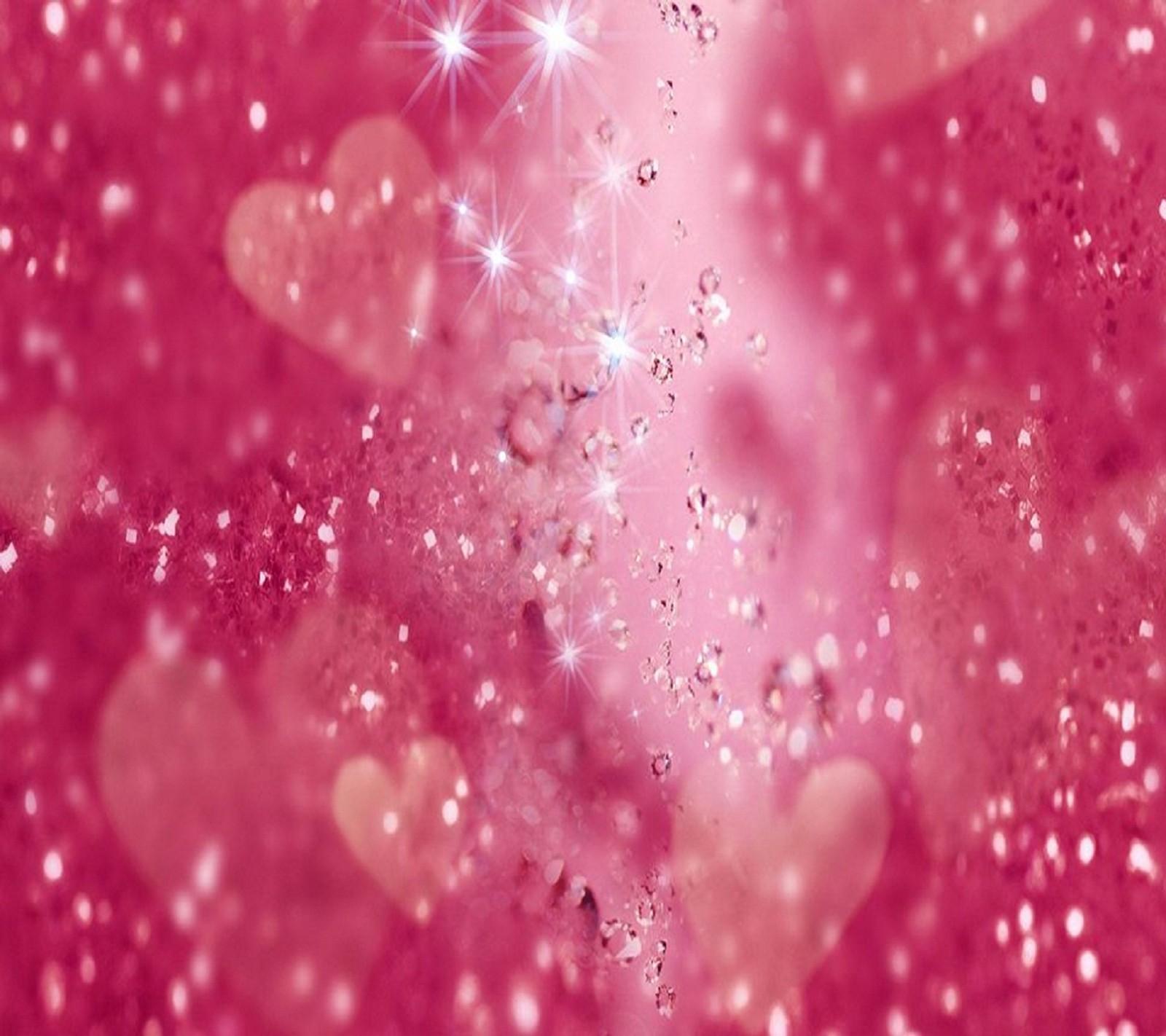 A close up of a pink background with hearts and sparkles (hearts, love, pink, sparkle)