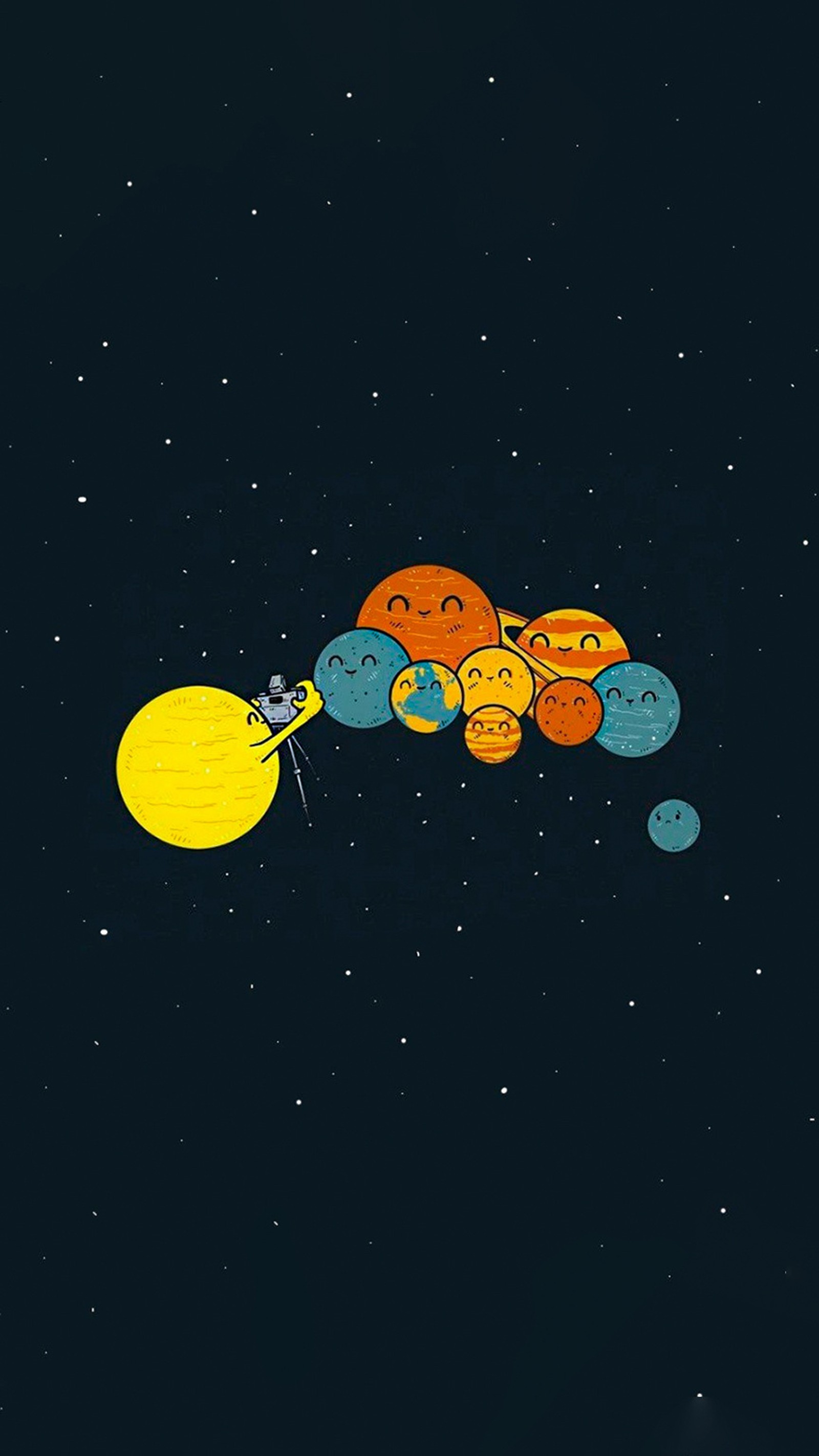 Há uma imagem de desenho animado de uma estação espacial com um balão amarelo (câmera, escuro, diversão, engraçado, imagem)