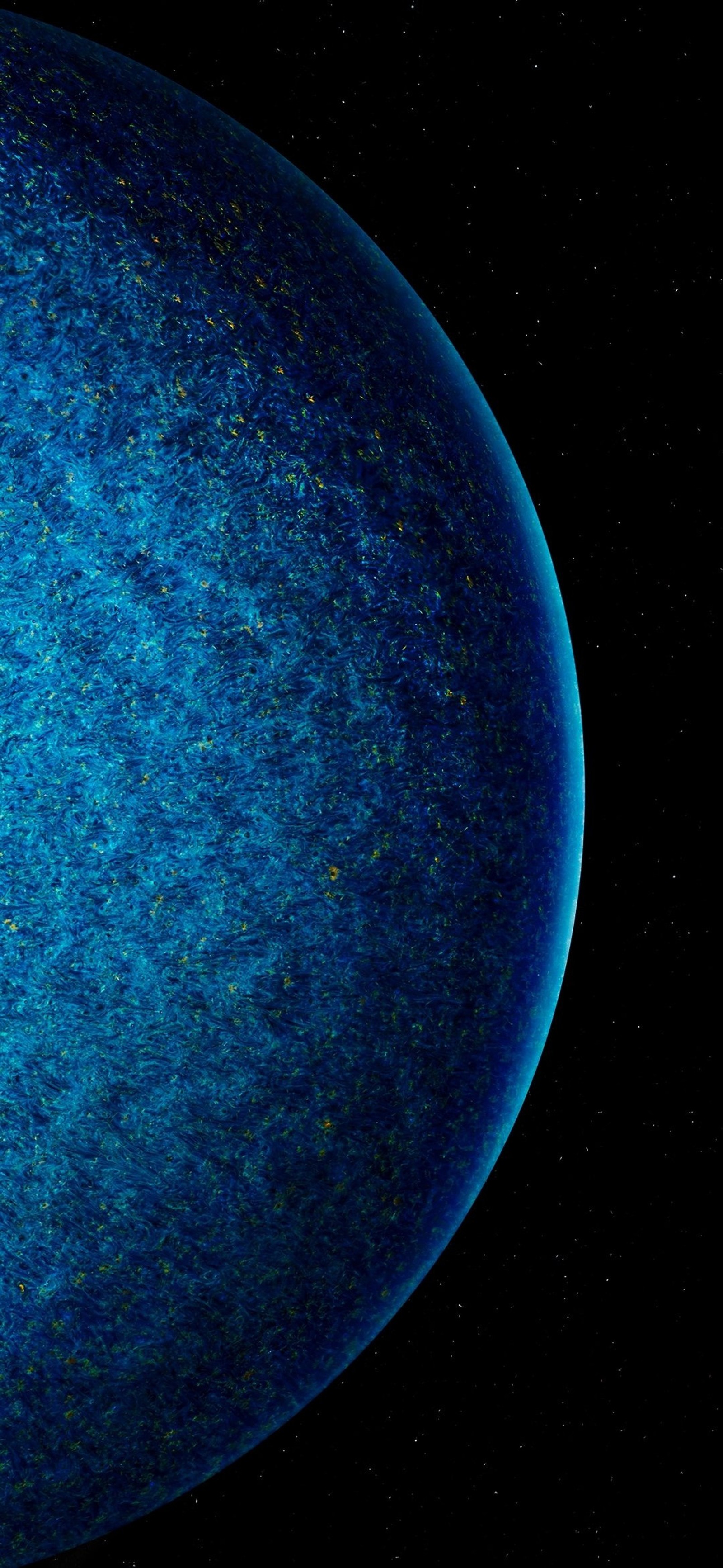 Eine nahaufnahme eines blauen planeten mit einem stern im hintergrund (atmosphäre, erde, kugel, erdatmosphäre, blau)