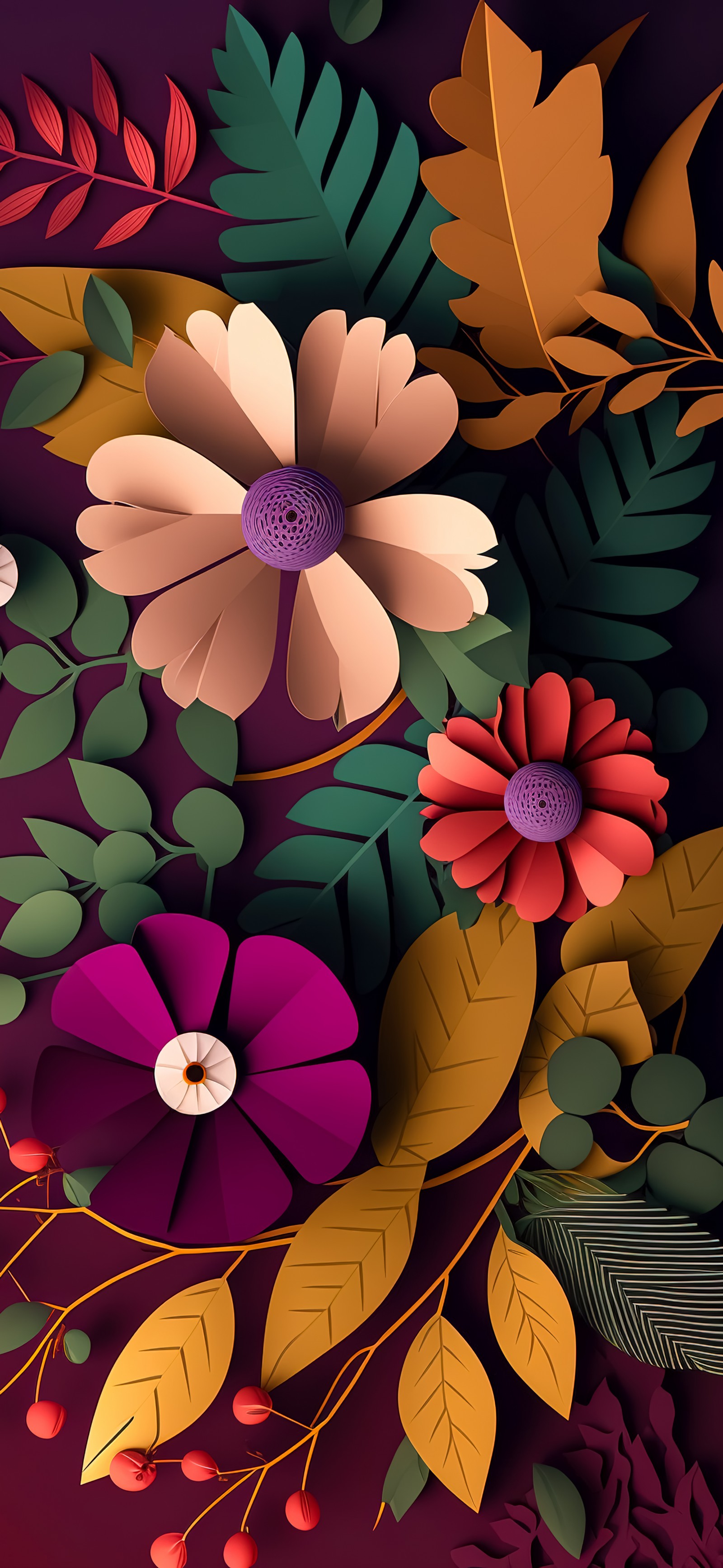 There is a large paper flower with many leaves and flowers (illustration, drawing, graphic design, art, aquatic plant)