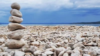 beach, sea, rock, pebble, shore