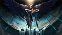 Irelia, la Danseuse de Lames, commande le champ de bataille avec des ailes éthérées et une présence frappante, incarnant la force et la grâce dans l'univers de League of Legends.