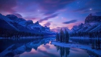 sunrise, mountain, scenery, sky, stars wallpaper