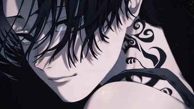 Manjiro Sano de Tokyo Revengers avec des tatouages frappants et un regard captivant.