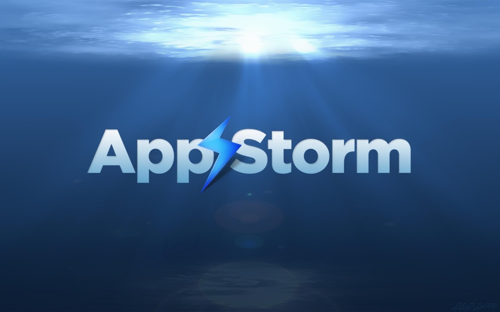 Um fundo azul com as palavras 'app storm' no meio (logotipo, água, texto, dia, atmosfera)