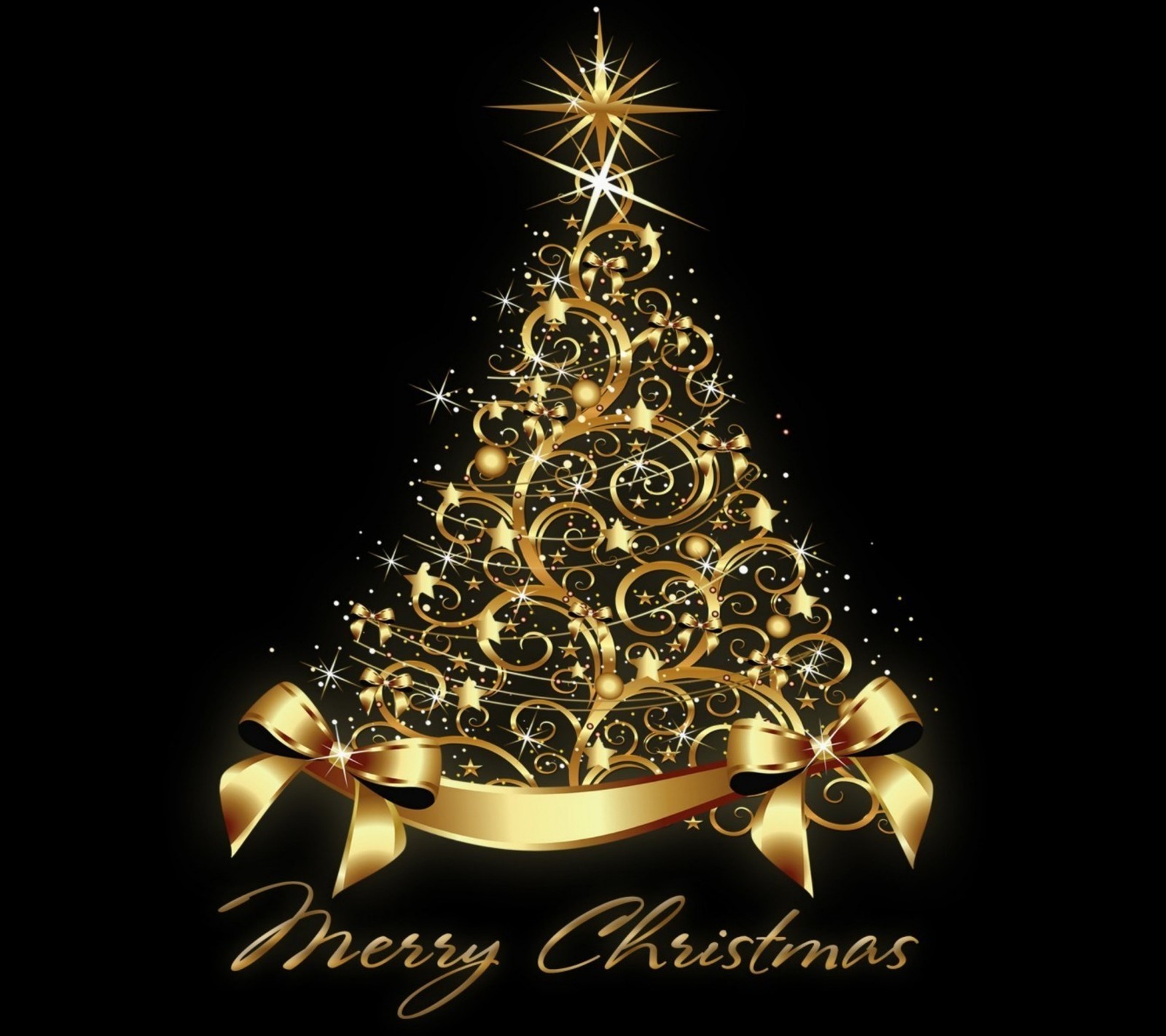 Descargar fondo de pantalla árbol de navidad, gold christmas, feliz navidad, navidad